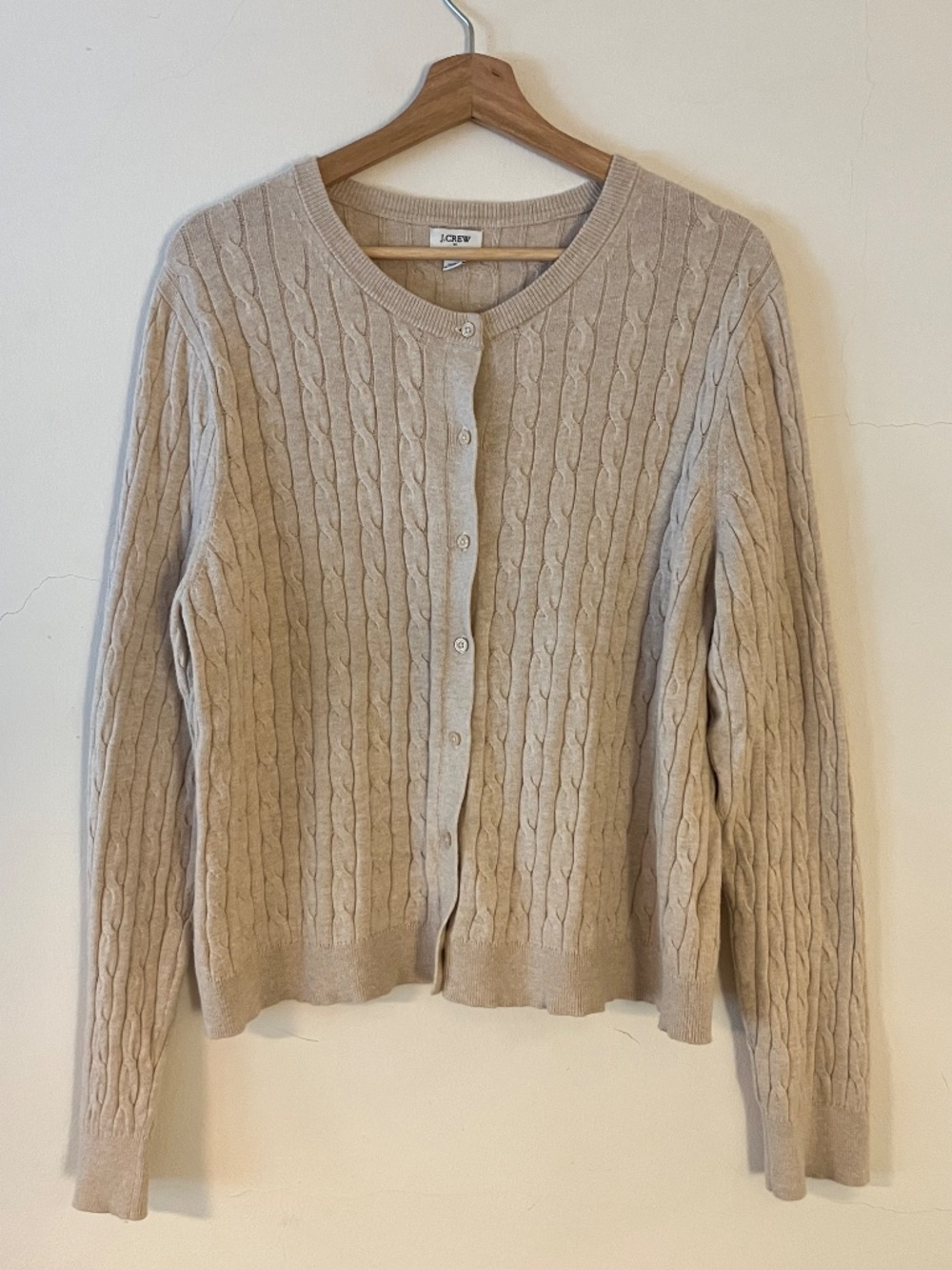J. Crew Cream Cotton Cable Knit Cardigan